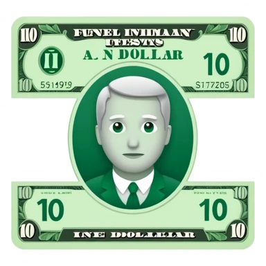 one 10 dollar bill flat ios emoji style version sticker
