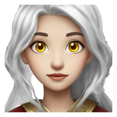 white hair red shooting star sign on the forehead  two dragon horn+ yellow eyes + beautiful girl  sticker