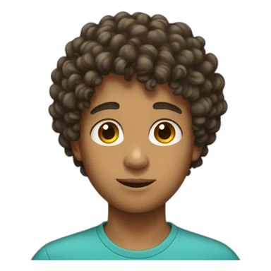 boy with curly hair on his face sticker