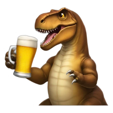 T Rex bebiendo cerveza sticker
