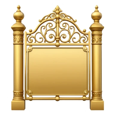 Gold gates holding a large blank sign sticker