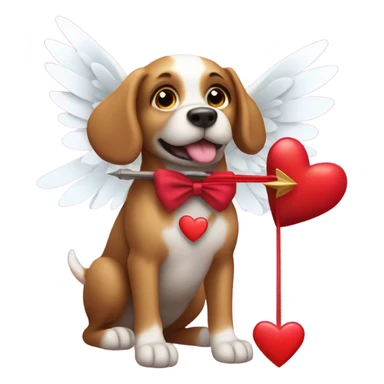 dog with wings, bow and heart arrow, valentine, cupid sticker