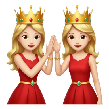 Two women wearing crowns and identical outfits giving each other a high five. sticker