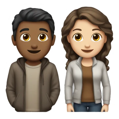 A guy with dark hair and a girl with brown hair sticker