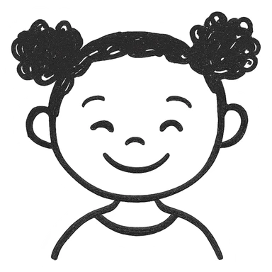 black kid, simple and friendly, hand drawn icon with no fill sticker