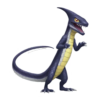 Cool Edgy Seviper-Sharpedo-Gabite Fakémon Digimon with Edgy markings, full body, outlined sticker