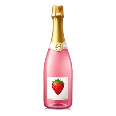 Realistic pink champagne bottle and pink clear glass full of the champagne with a strawberry in it. sticker