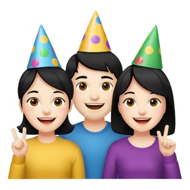 4 people with black hair and white skin sticker