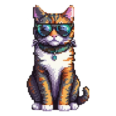 cool cat with sunglasses sitting pose sticker