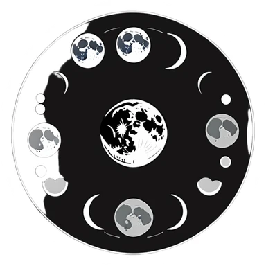 moon phases in a cycle showing lunar month sticker