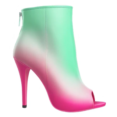 Realistic front facing pair of hot pink to mint green ombre high heel open toe ankle bootie boots.  sticker