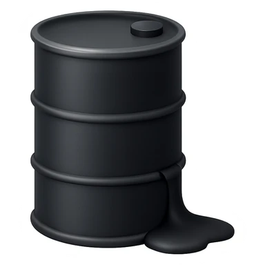 Сгенерируй мне в стиле эмоджи эпл черную бочку из которой немного вытекает нефть. На пнг фоне, без надписей sticker