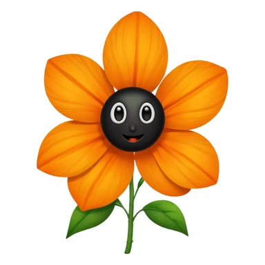Green stem, white bud with black cartoony face: ;p. And six heart shaped yellowish orange petals sticker
