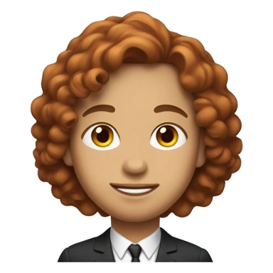 The image features a person with a rounded face, soft expression, long reddish-brown hair, and formal attire, conveying a composed and professional look.






 sticker