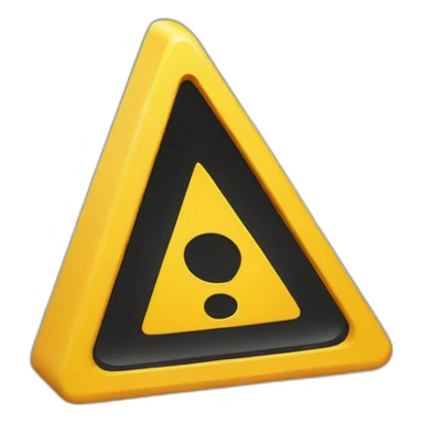 yellow triangular sign sign with black exclamation mark at an angle view sticker