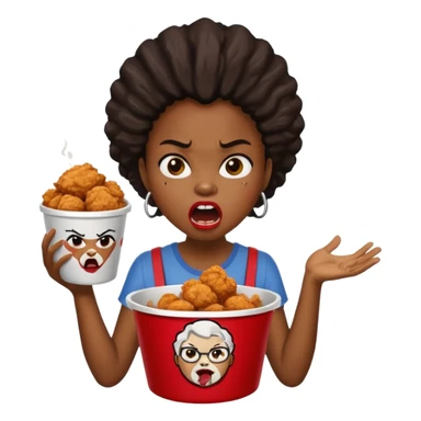 tsion angry black girl ragebait fat running 100 kfc chicken dirty mouth angry bad word sticker