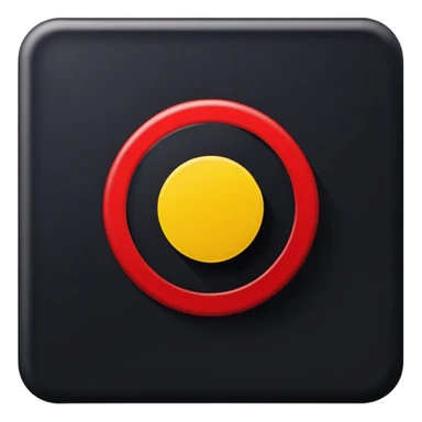 A black and red rectangle with a medium sized yellow circle in the middle sticker