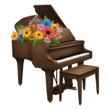 Brown piano painted with colorful flowers sticker