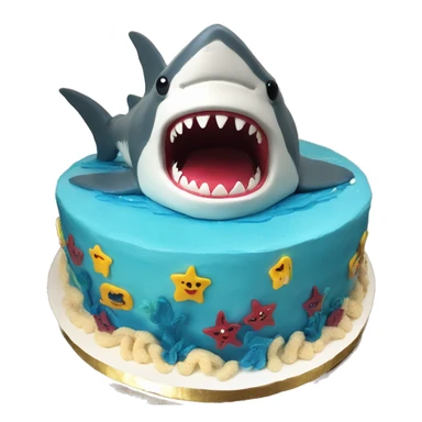 Shark birthday cake sticker