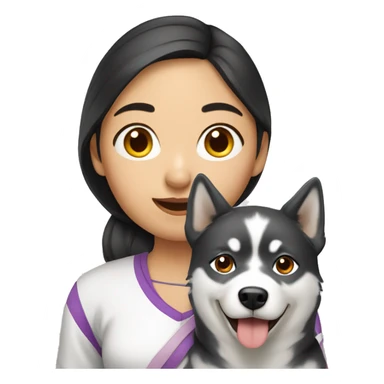 Asian Girl with husky dog sticker