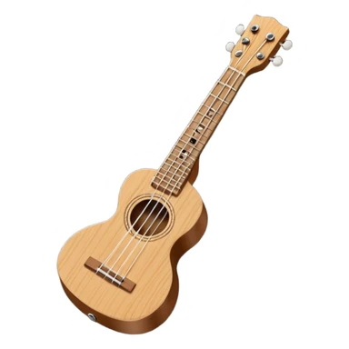 Minimalistic flat vector icon, iOS style, thin black contour on white background. Small ukulele guitar with four strings. Clean, no text, no shadows sticker