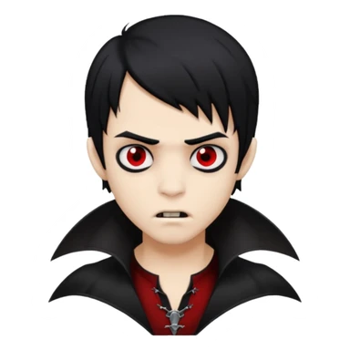 Boy, Vampire, Black Hair, medium long, emo, dark, spooky, clear brown skin sticker