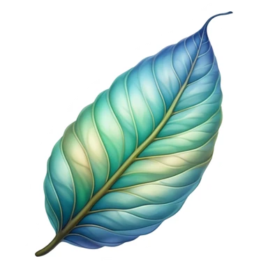 softly curled cocoon leaf, glowing aura, flowing textures, green-blue and earth tones sticker