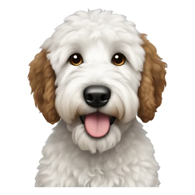 white and black goldendoodle with brown eyes sticker