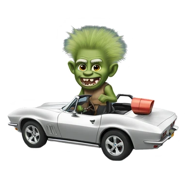 troll driving a corvette sticker