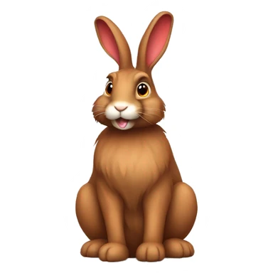 Fluffy brown rabbit long floppy ears wearing red tshirt sitting  sticker