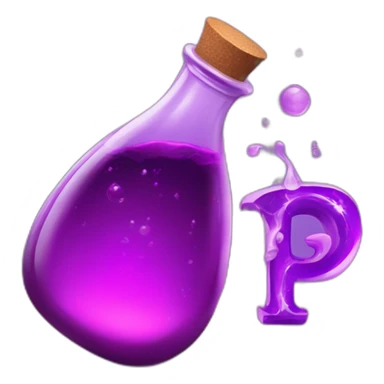 purple magic potion with the letter p written on it sticker