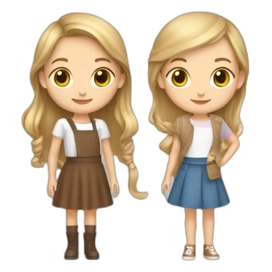 One 7 yo blond and one 12 yo brown hair girls with crepes sticker