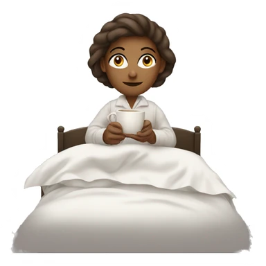 A woman with a cup of coffee Rolls in his duvet sticker