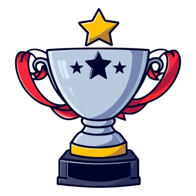 achievement trophy celebration with stars and ribbons sticker