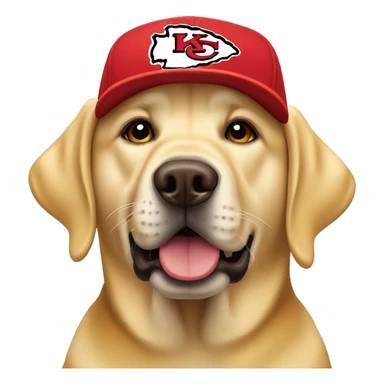 Yellow lab wearing Kansas city chiefs hat sticker