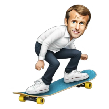 Emmanuel Macron sur un skateboard sticker