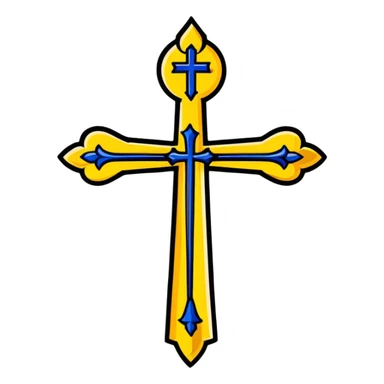 religious saint emblem with cross and golden details sticker