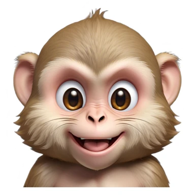 Cinematic Adorably Mischievous Macaque Portrait Emoji, Head tilted in a playful wink with an exaggerated, cheeky grin and a slightly raised eyebrow, featuring a compact, nimble build with fluffy fur and round, twinkling eyes brimming with mischief, Simplified yet irresistibly endearing features, highly detailed, glowing with a bright, joyful radiance, high shine, lively and quirky, stylized with an air of whimsical primate fun, soft glowing outline, capturing the essence of a mischievous macaque that seems ready to pull a playful face and scamper into your heart! sticker