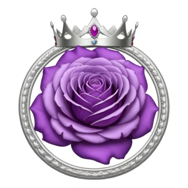 Purple rose flower, silver circle plaque, silver tiara sticker