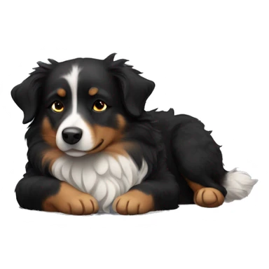 Small black australian shepherd dog sleeping  sticker