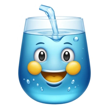 Copo de água – um copo transparente cheio de água cristalina, estilo emoji realista/cartoon. sticker