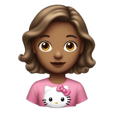 girl with brown hair and hello kitty shirt sticker