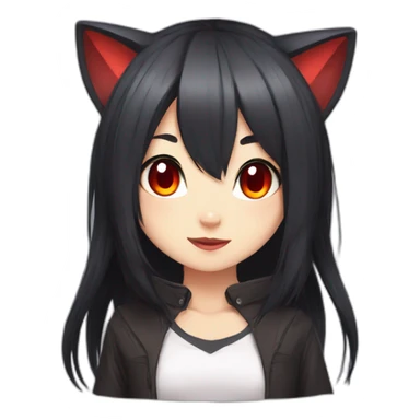 anime cat girl with red eyes and dark hair sticker