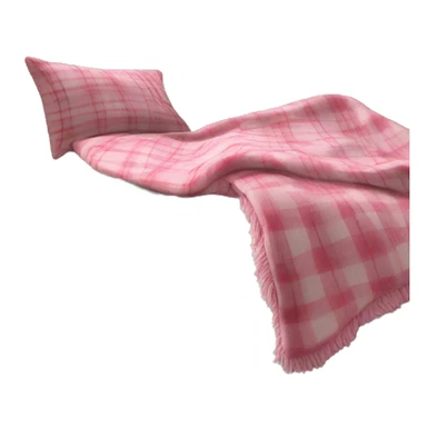 pink plaid blanket on a cozy white couch sticker