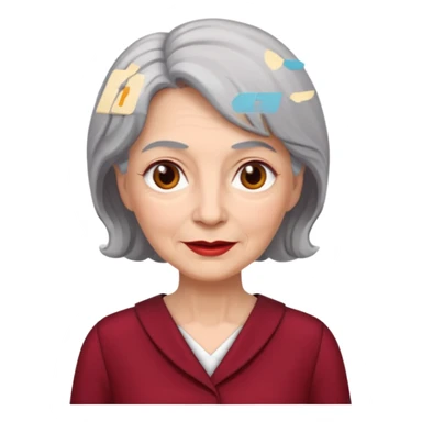 i need an image of a older woman named bonny who is a bind fund manager. where dark red professional dress with grey hair sticker