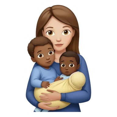 white mother with brown hair, holding a biracial baby, with a black father next to them sticker