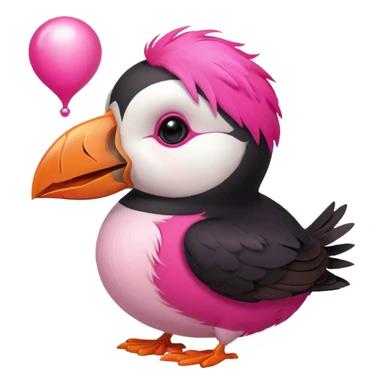 pink puffin blowing hot air from mouth sticker
