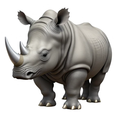 cinematic-rhino-realistic-full-body-standing-emoji,-massive-armored-body-poised-powerfully,-thick-horn-curving-slightly-forward,-head-tilted-dramatically,-rough-grey-hide-covered-in-dust,-simplified-yet-realistic-focused-features,-highly-detailed,-glowing-with-an-almost-sarcastic-glow sticker