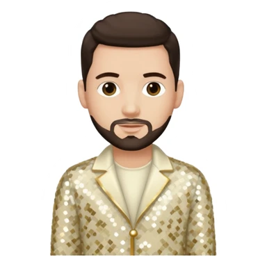Jon B, White R&B Singer with light skin, dark brown hair, cream sequin outfit sticker