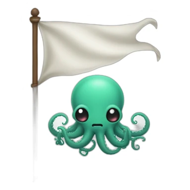 cute kraken hanging a white flag sticker